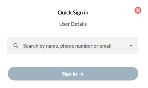 Screen showing the VisiPoint quick sign-in user details.